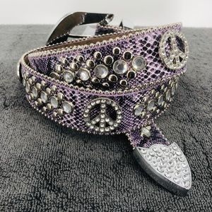 NEW- Genuine leather belt with rhinestones